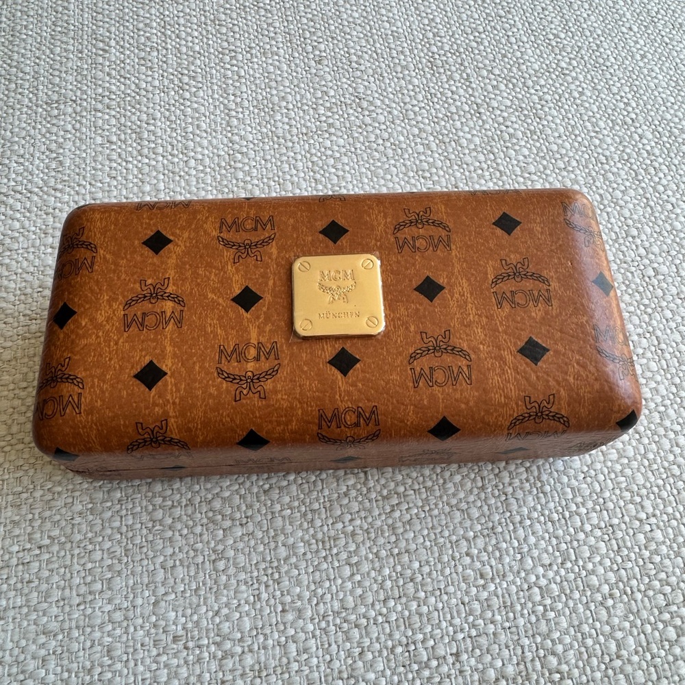 MCM Tan Monogram Eyewear Case with Gold Logo NWOT